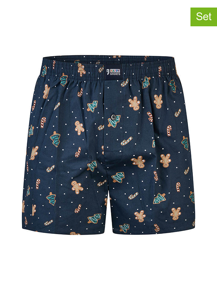 Happy Shorts Bokserki (2 pary) w kolorze granatowo-ciemnozielonym rozmiar: M