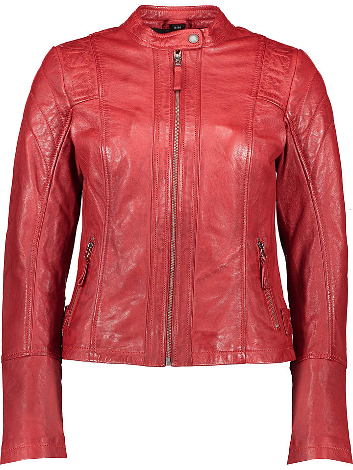 7eleven Skórzana kurtka "Elly" w kolorze czerwonym rozmiar: 42