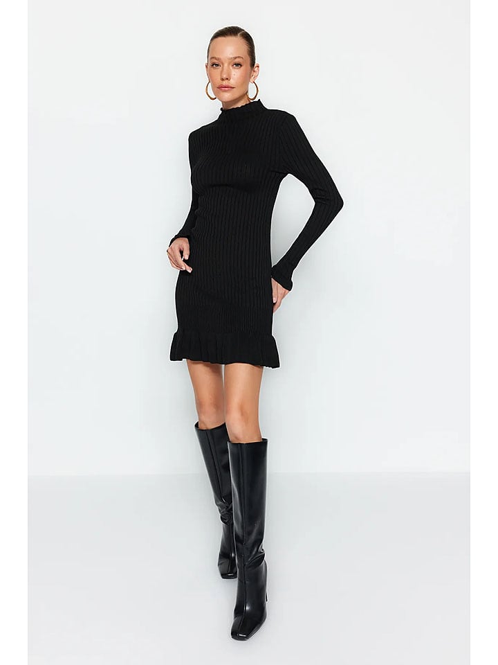 trendyol Sukienka dzianinowa w kolorze czarnym rozmiar: S