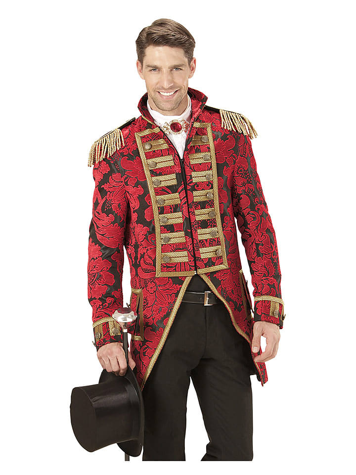 Carnival Party Blezer kostiumowy "Red Jacquard Parade Coat" w kolorze złoto-czerwonym rozmiar: M