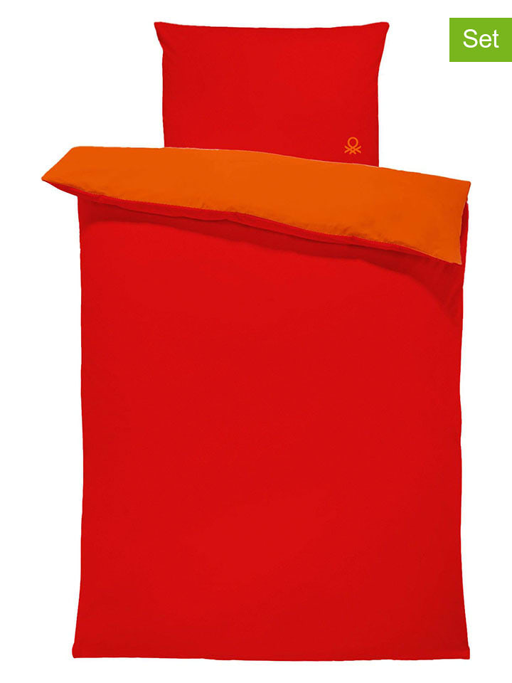 Benetton 3-częściowy komplet pościeli w kolorze czerwonym rozmiar: 200x220 cm