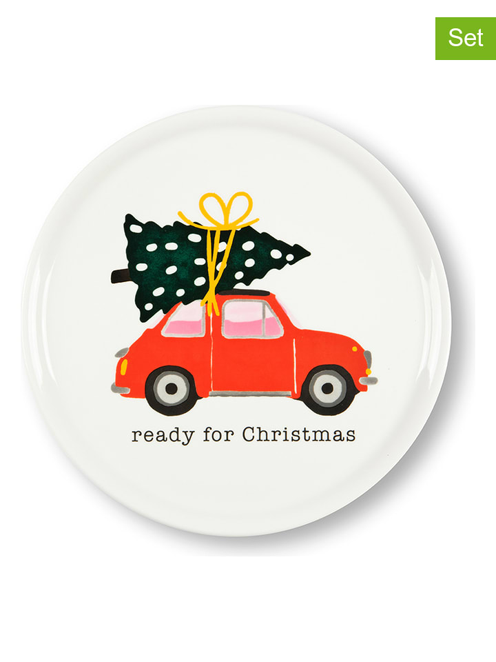 Trendy Kitchen by EXCÉLSA Talerzyki deserowe (6 szt.) w kolorze czerwono-białym - Ø 31 cm rozmiar: onesize