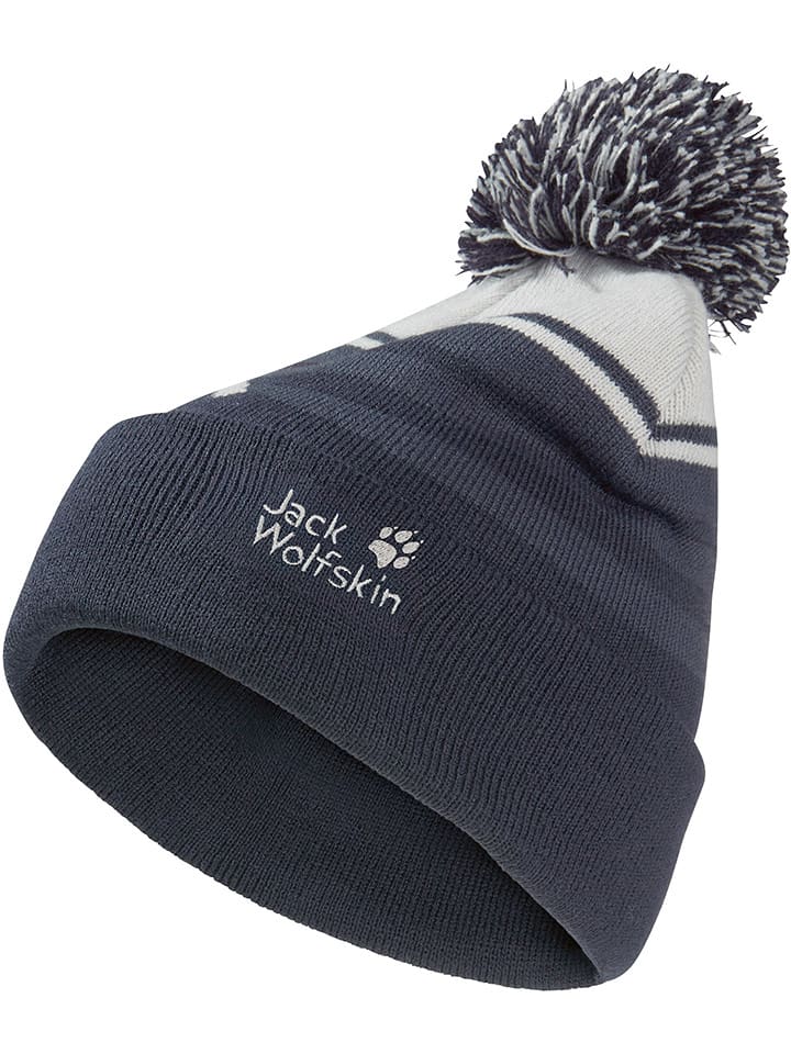Jack Wolfskin Czapka "Stripy Pompom" w kolorze granatowo-białym rozmiar: S