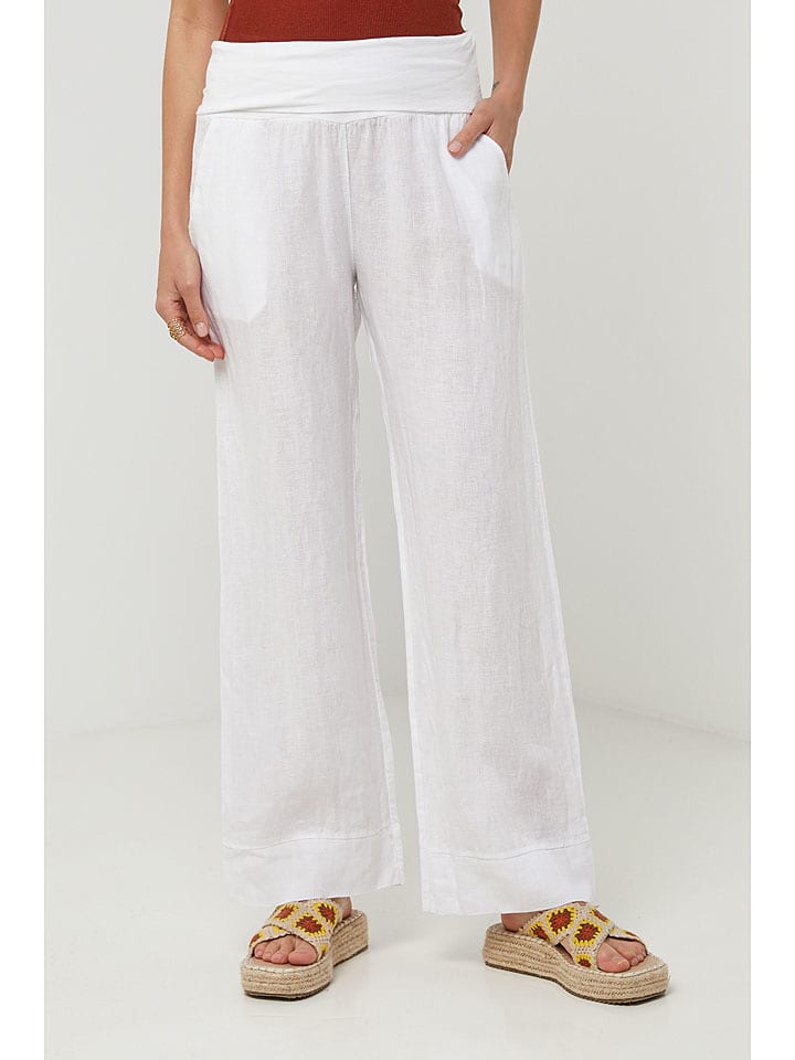 Lin Passion Lniane spodnie w kolorze białym rozmiar: 34/36