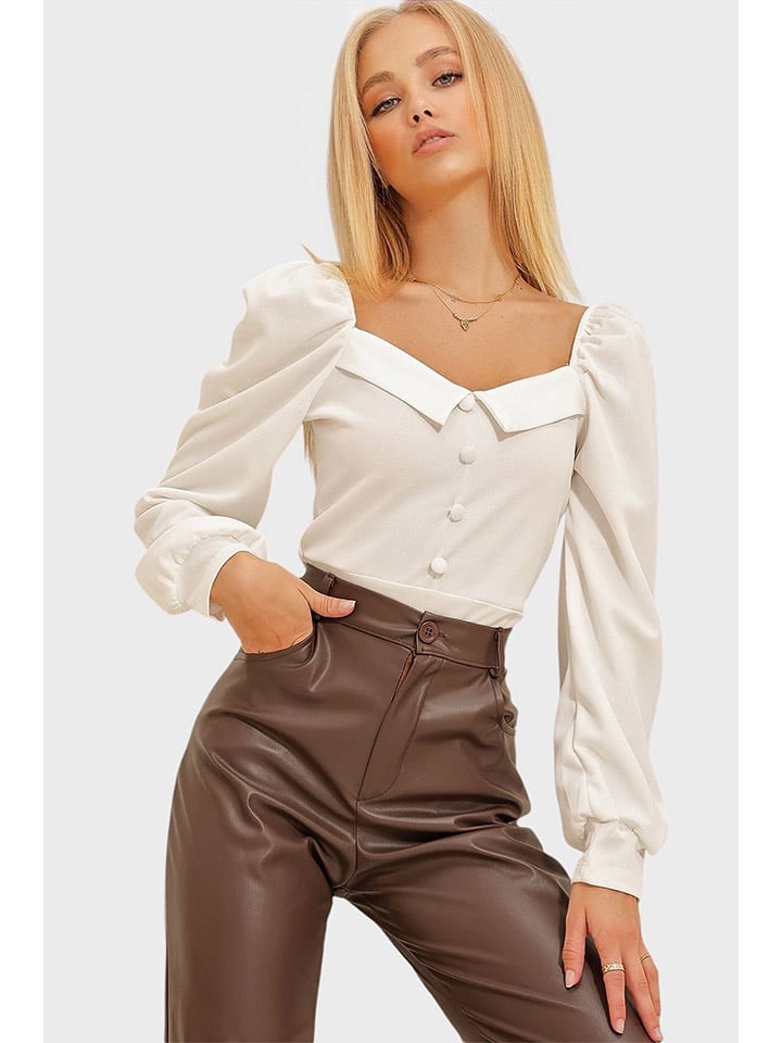 Trend Alaçatı Stili Bluzka w kolorze kremowym rozmiar: XL