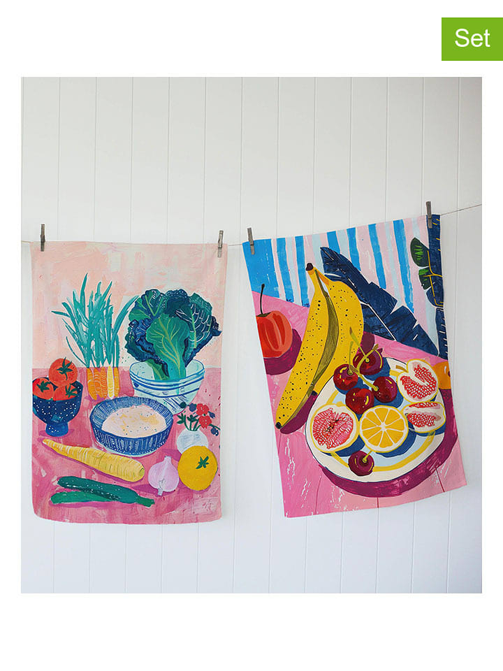 Madre Selva Ściereczki (2 szt.) "Kitchen" ze wzorem do naczyń - 70 x 50 cm rozmiar: onesize