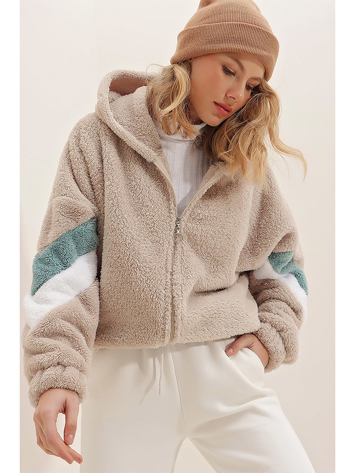 Trend Alacati Kurtka pluszowa w kolorze beżowym rozmiar: L