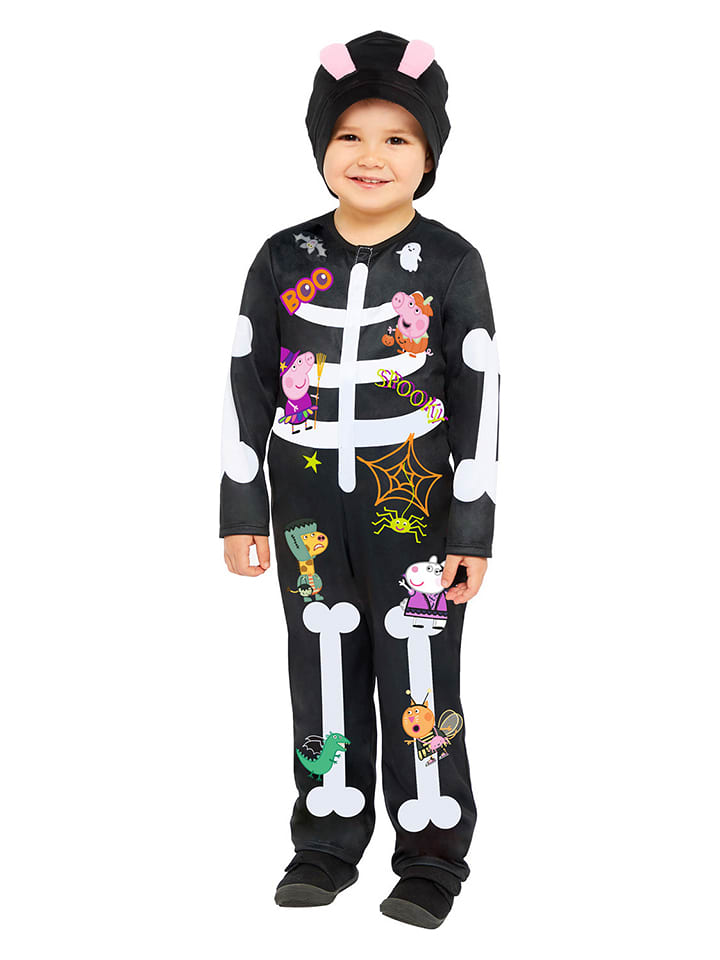 amscan 2-częściowy kostium "Peppa Skelett" w kolorze czarnym rozmiar: 98/104