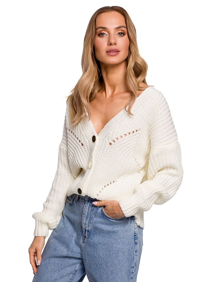 made of emotion Kardigan w kolorze kremowym rozmiar: L/XL