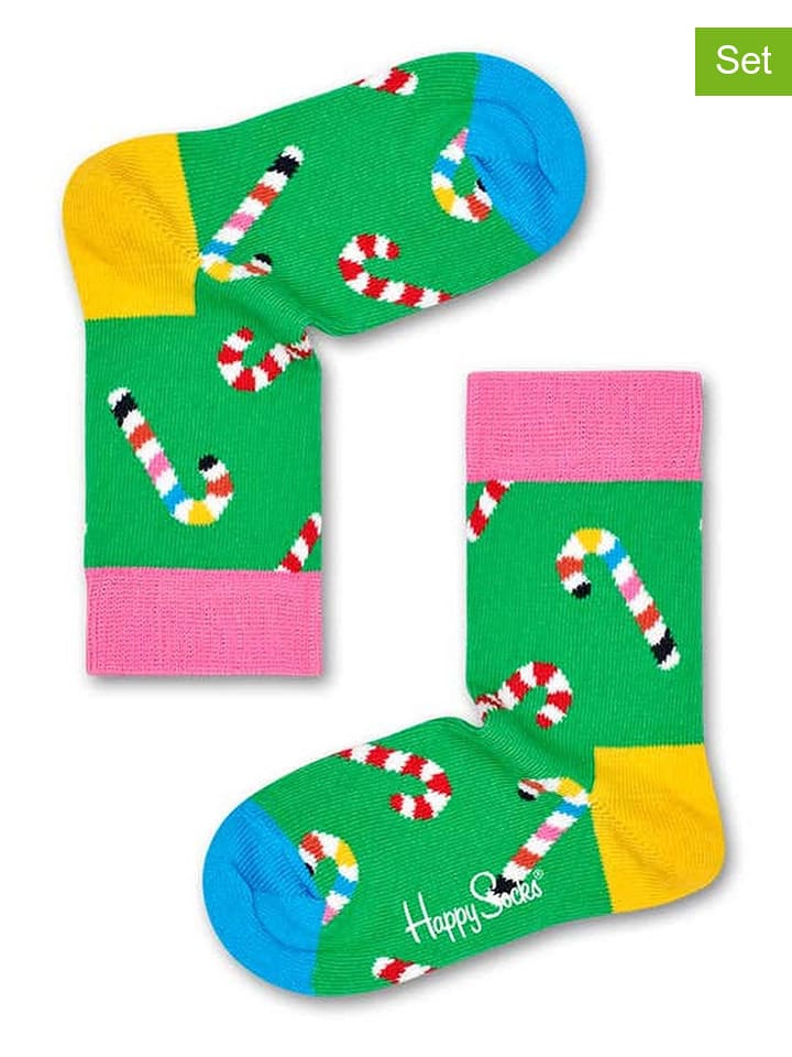 Happy Socks Skarpety (2 pary) w kolorze zielonym ze wzorem rozmiar: 24-26