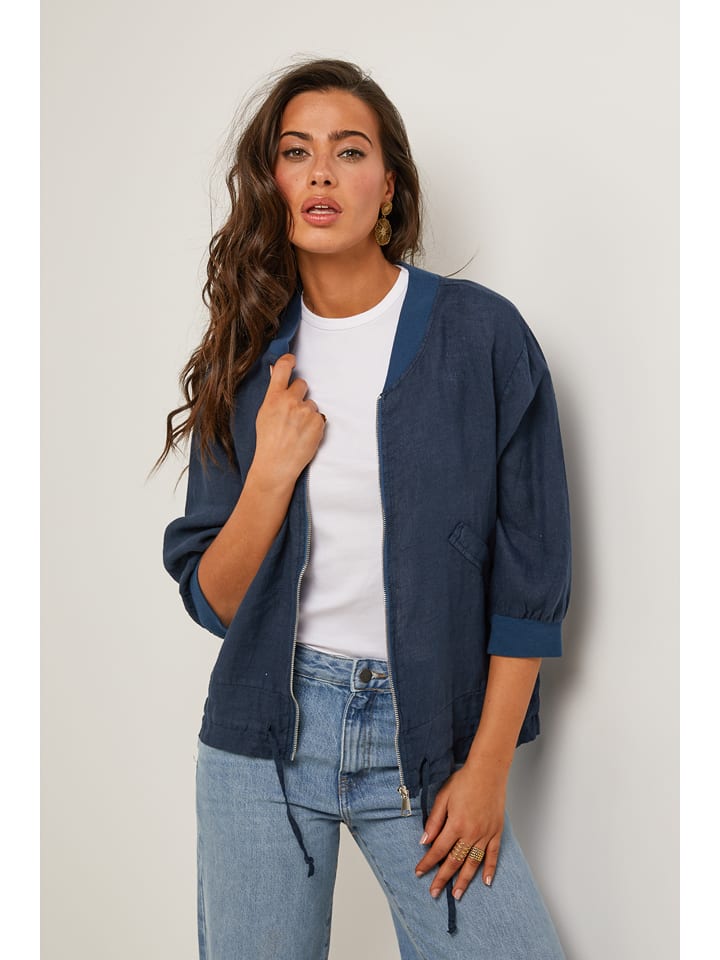 Le Monde du Lin Lniana kurtka w kolorze granatowym rozmiar: 38/40