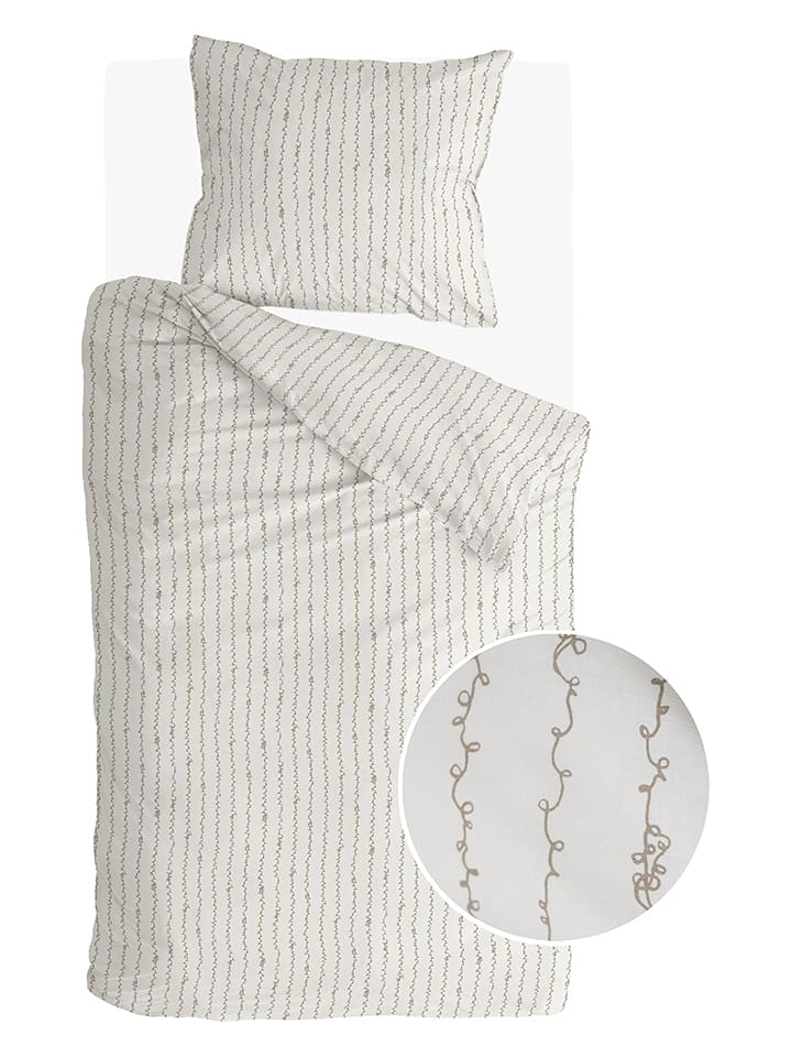 Walra Komplet pościeli "Symphony" w kolorze oliwkowo-białym rozmiar: 135x200 cm