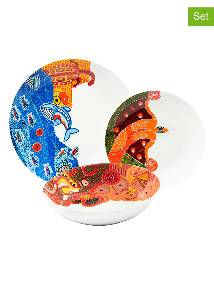 Trendy Kitchen by EXCÉLSA 18-częściowy zestaw talerzy "Australian" ze wzorem rozmiar: onesize