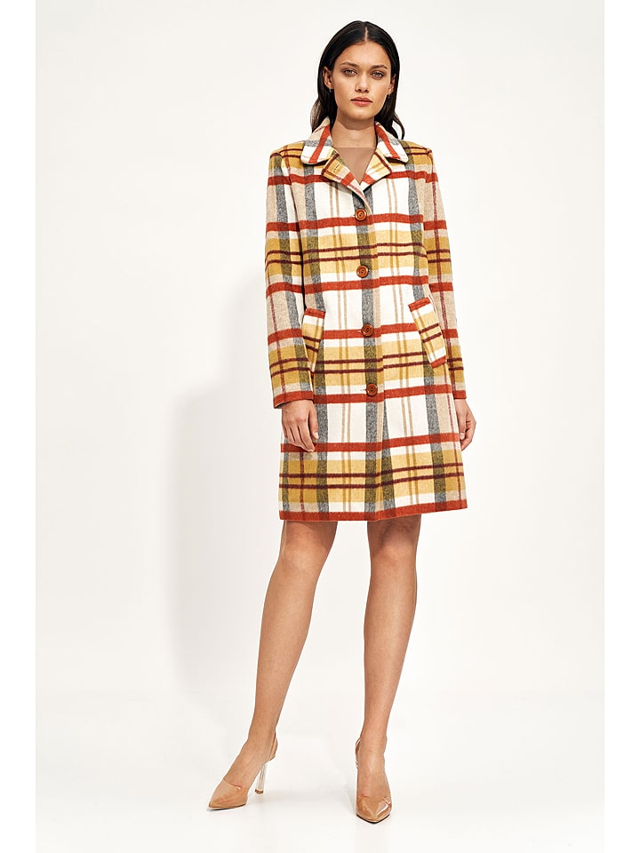 Nife Płaszcz przejściowy w kolorze beżowo-brązowo-białym rozmiar: 44