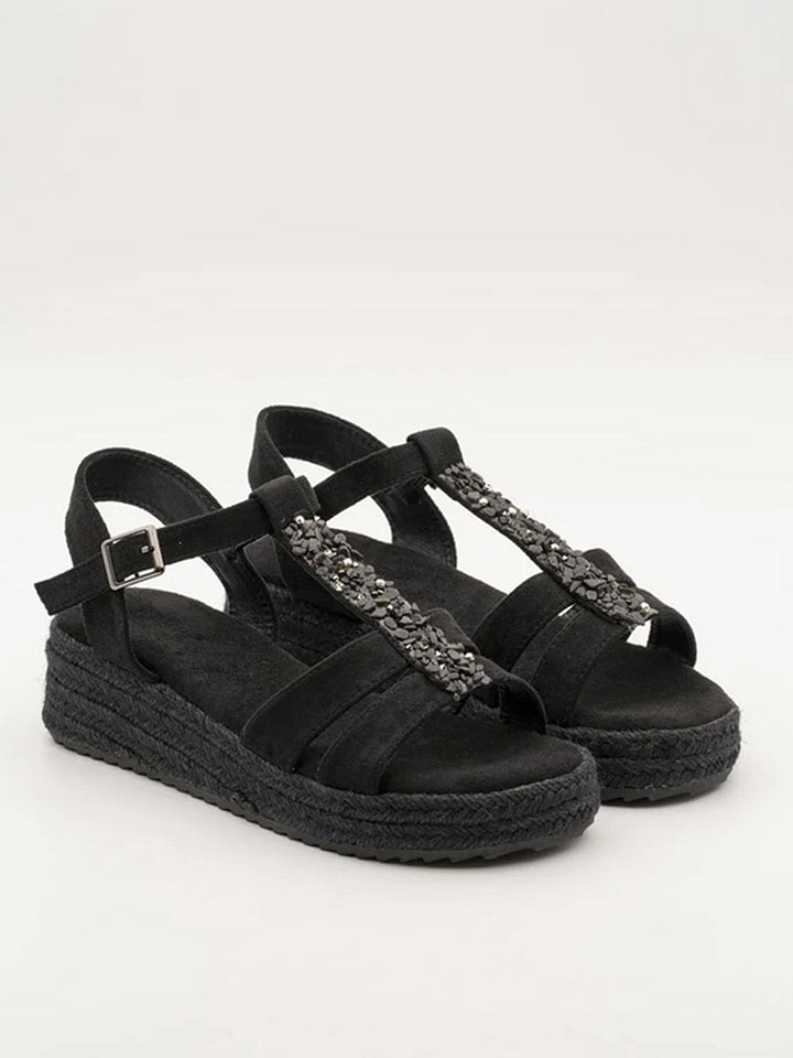 Belucci Sandały w kolorze czarnym na koturnie rozmiar: 38