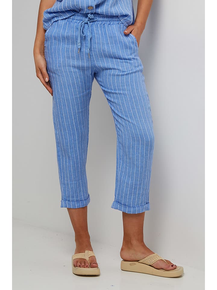 Le Monde du Lin Lniane rybaczki w kolorze błękitnym rozmiar: 36/38