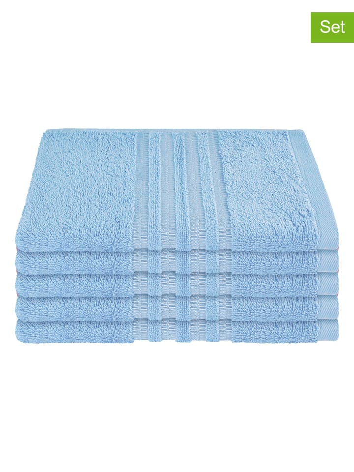 Schiesser Ręczniki (5 szt.) "Milano" w kolorze niebieskim dla gości rozmiar: 30x50 cm