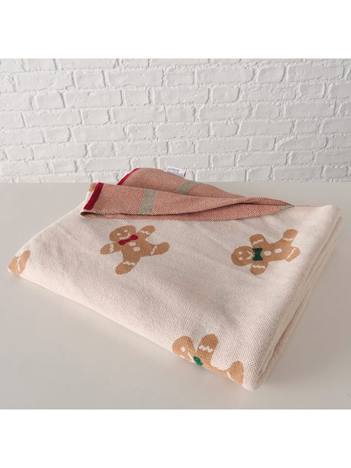 Boltze Koc "Ginger" w kolorze biało-jasnobrązowym - 170 x 130 cm rozmiar: onesize