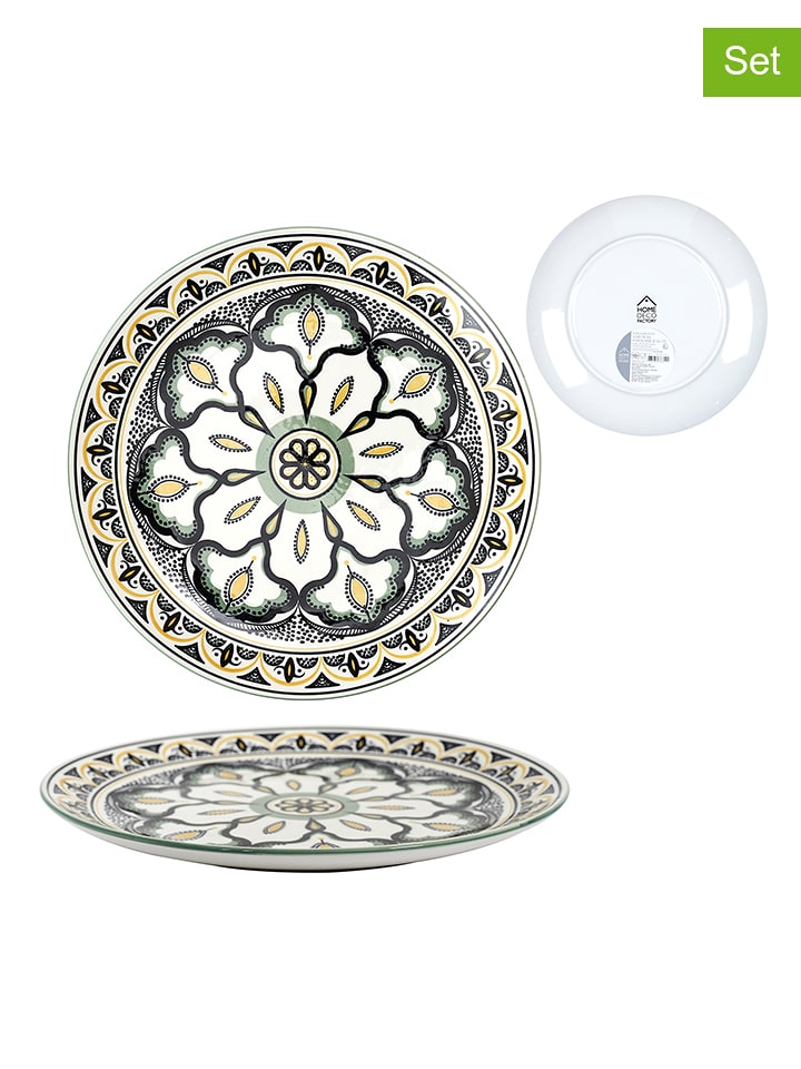 every ware Talerze obiadowe (6 szt.) "Mandala" w kolorze zielono-biało-czarnym - Ø 26 cm rozmiar: onesize