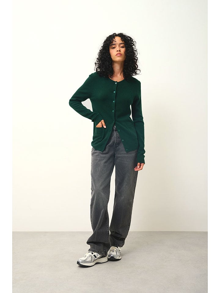 AUTHENTIC CASHMERE Kaszmirowy kardigan "Caron" w kolorze ciemnozielonym rozmiar: XL