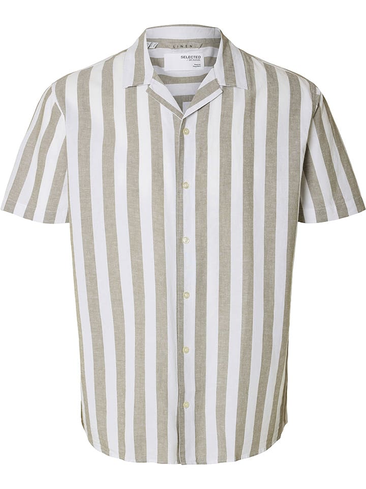 SELECTED HOMME Koszula w kolorze beżowo-białym rozmiar: XL