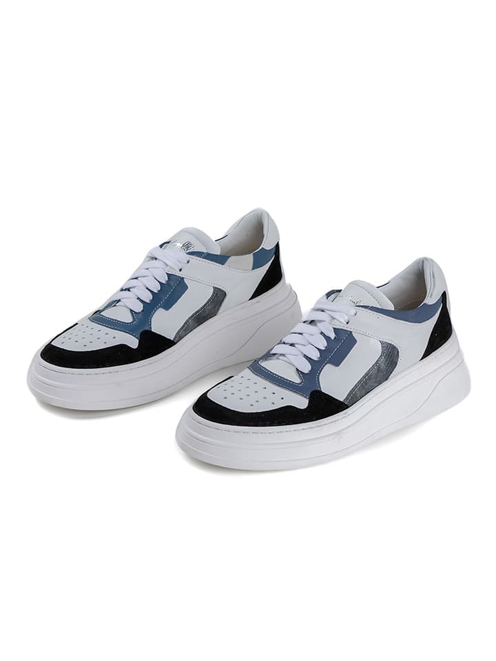 Anna Morellini Skórzane sneakersy "Eviradia" w kolorze biało-niebieskim rozmiar: 38