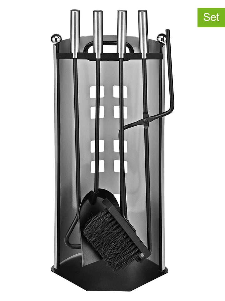 Everysentials 5-częściowy zestaw narzędzi kominkowych w kolorze srebrno-czarnym rozmiar: onesize