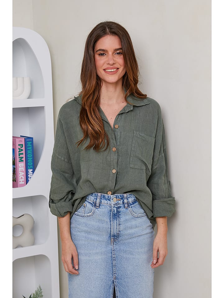 Rodier Lin Lniana koszula w kolorze khaki rozmiar: XL/XXL