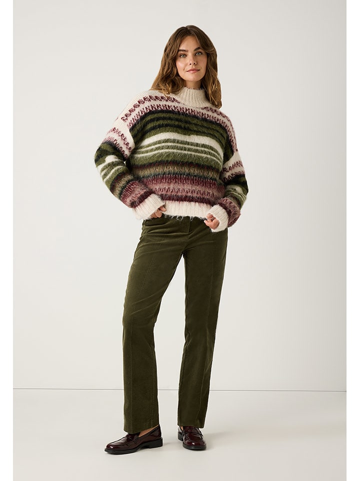 More & More Sweter w kolorze bordowo-kremowo-ciemnozielonym rozmiar: 38