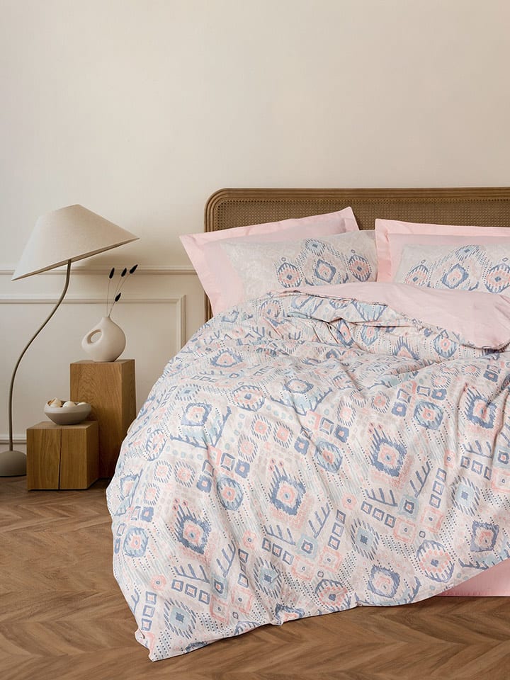 Colourful Cotton Komplet pościeli renforcé "Mosola" w kolorze jasnoróżowo-niebieskim rozmiar: 135x200 cm