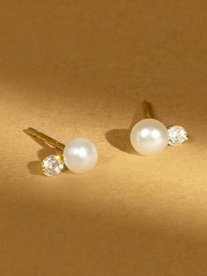 OR ÉCLAT Złote kolczyki-wkrętki "Uni" z perłami rozmiar: onesize