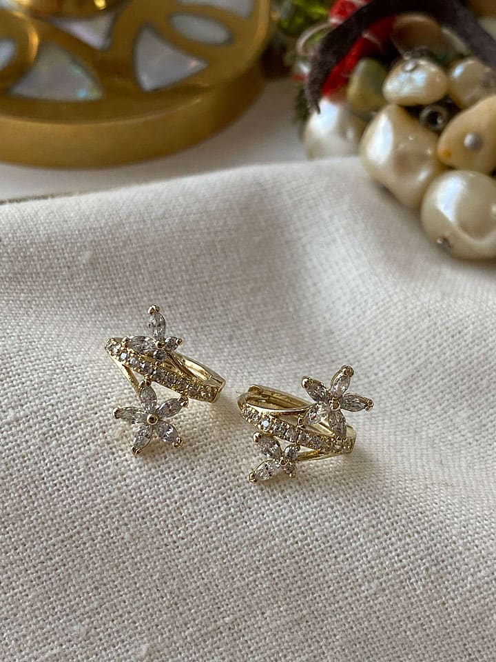 Luseera Pozłacane kolczyki-kreole z cyrkoniami rozmiar: onesize