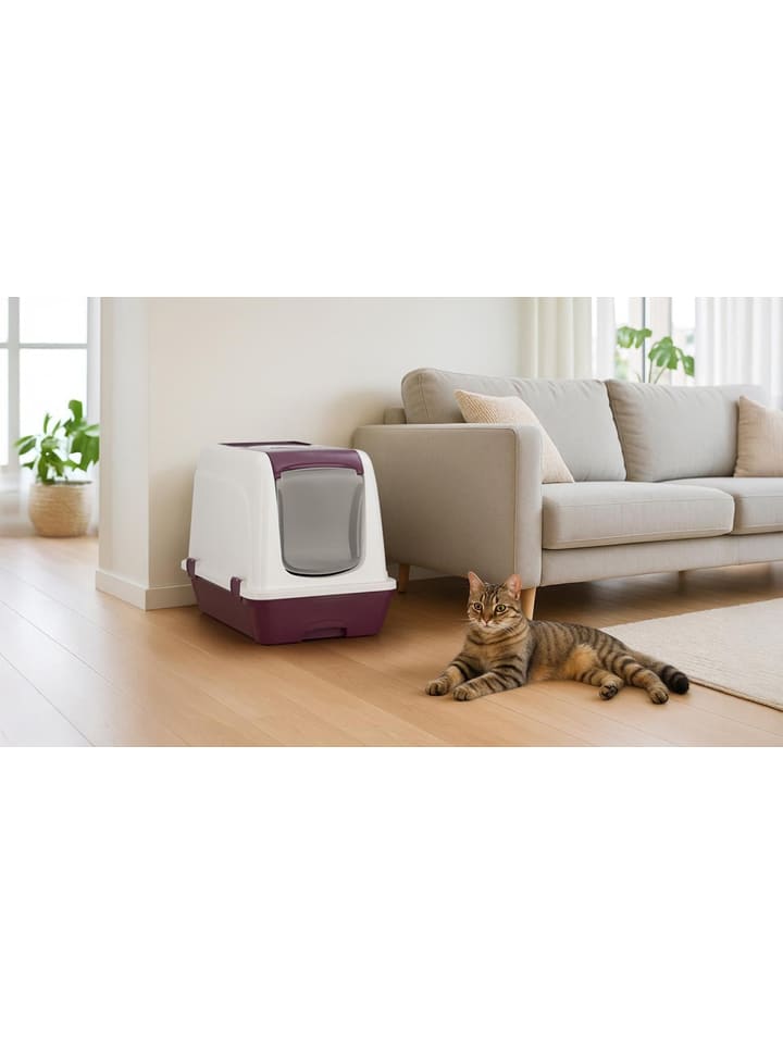 Paws&Whiskers Kuweta w kolorze fioletowo-białym dla kota - 39,5 x 55 x 57 cm rozmiar: onesize