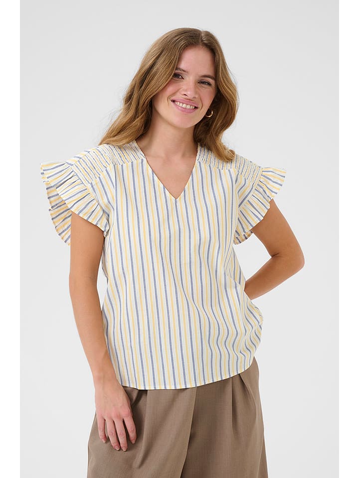 CULTURE Bluzka w kolorze biało-niebiesko-żółtym rozmiar: M