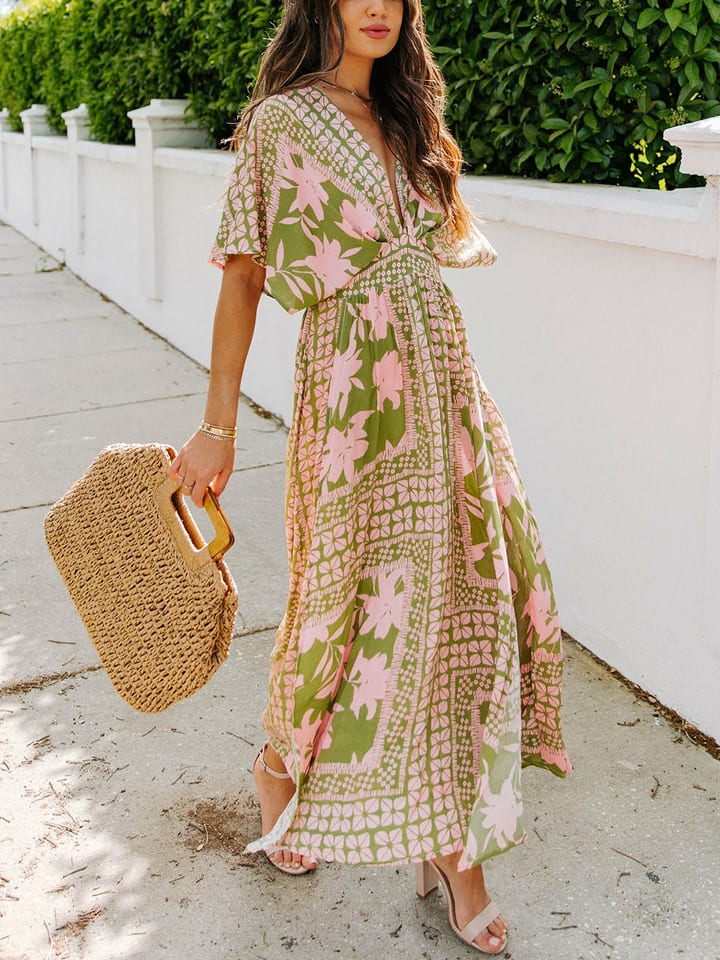 LA Angels Sukienka w kolorze zielono-jasnoróżowym rozmiar: L