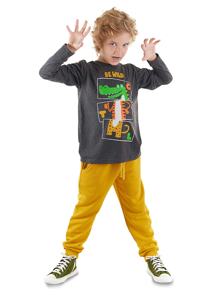 Denokids 2-częściowy zestaw "Be Wild" w kolorze żółto-antracytowym rozmiar: 98