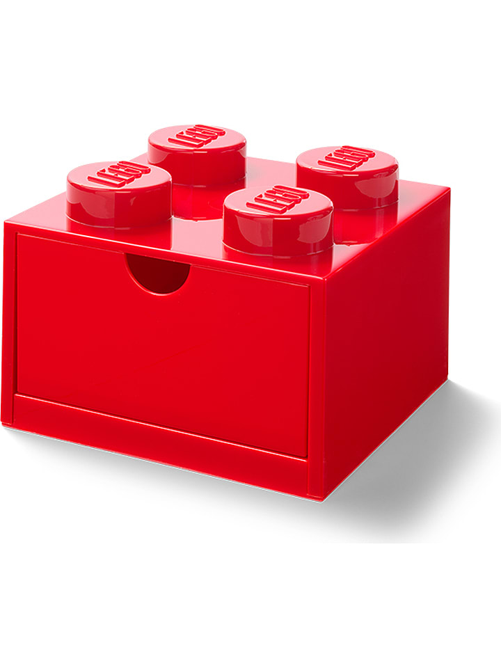LEGO Pojemnik "Brick 4" w kolorze czerwonym z szufladami - 15,8 x 15,8 x 11,3 cm rozmiar: onesize