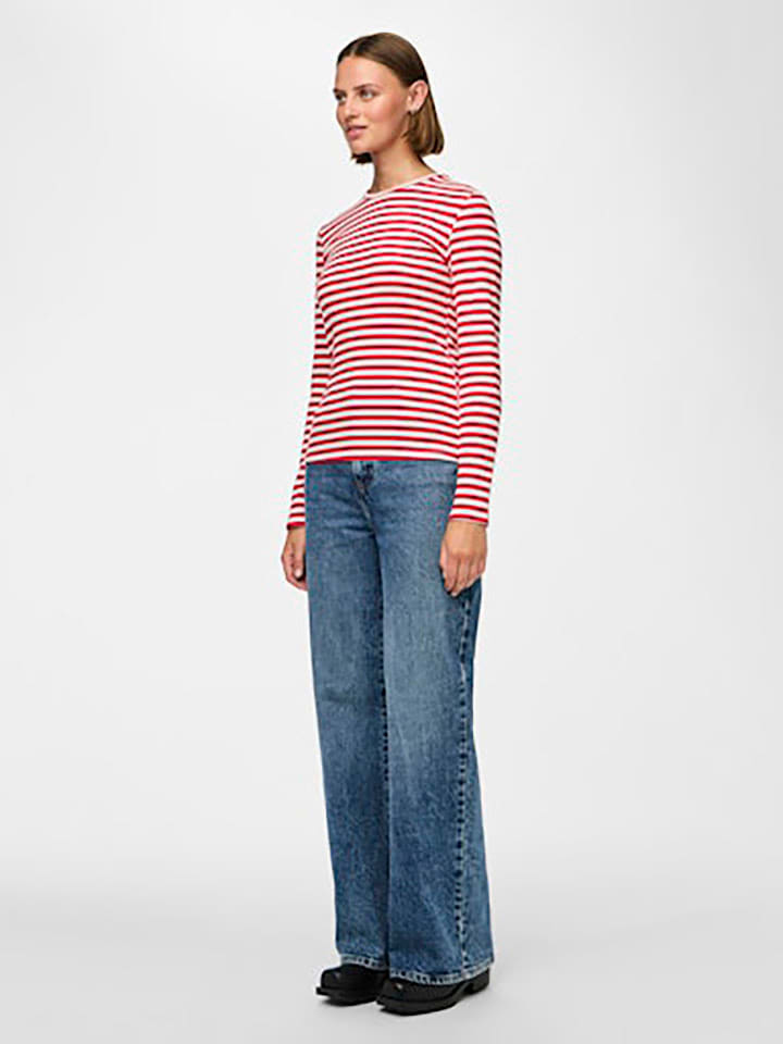 Pieces Koszulka "Ruka" w kolorze czerwono-białym rozmiar: XS