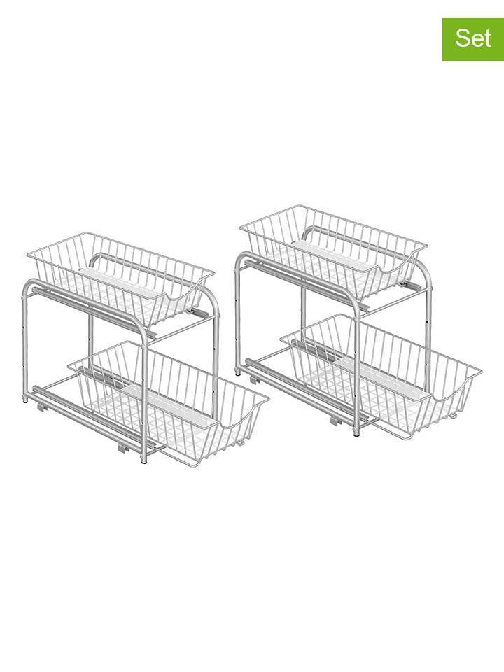 SONGMICS Regały kuchenne (2 szt.) w kolorze srebrnym - 35,8 x 27,2 x 21,6 cm rozmiar: onesize