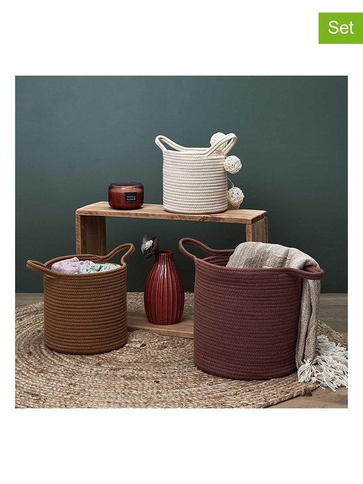 Ethnical Life Kosze (3 szt.) w kolorze pomarańczowo-jasnobrązowo-kremowym rozmiar: onesize