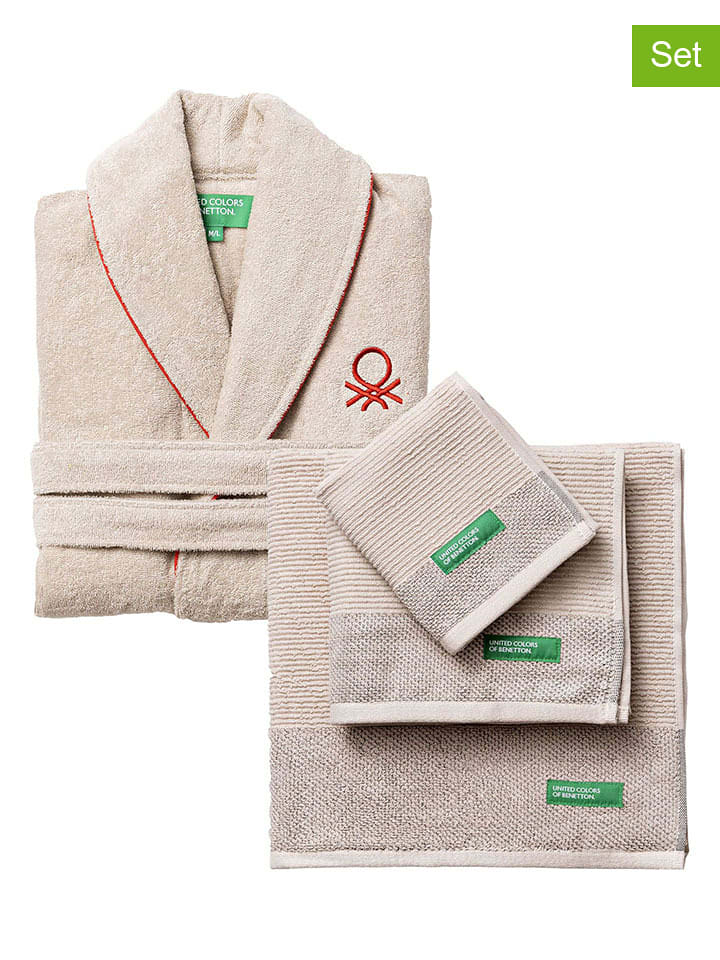 Benetton 4-częściowy zestaw w kolorze beżowym rozmiar: L/XL