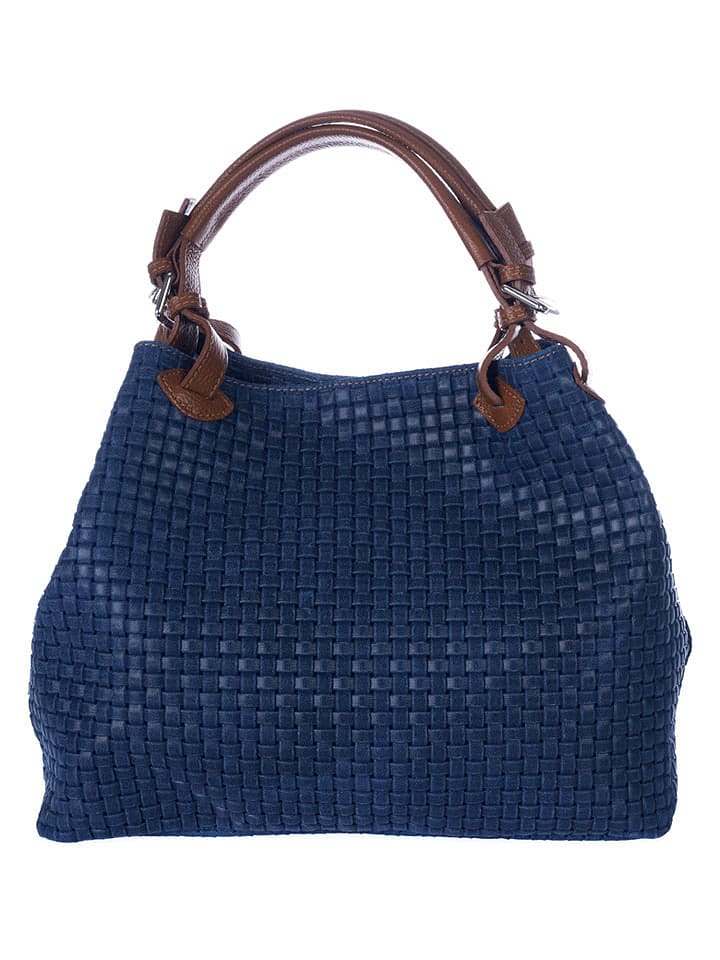 Lucca Baldi Skórzana torebka "Fosdinovo" w kolorze granatowym - 45 x 37 x 15 cm rozmiar: onesize