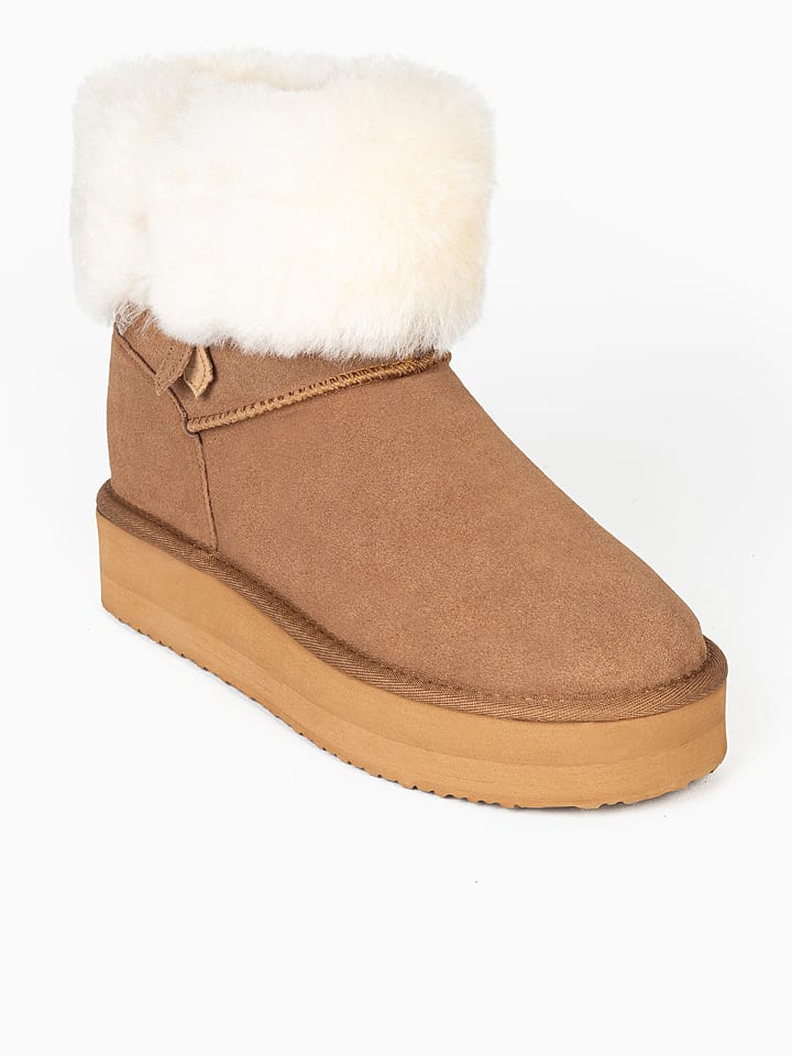 Gooce Skórzane botki zimowe "Whitney" w kolorze jasnobrązowym rozmiar: 38