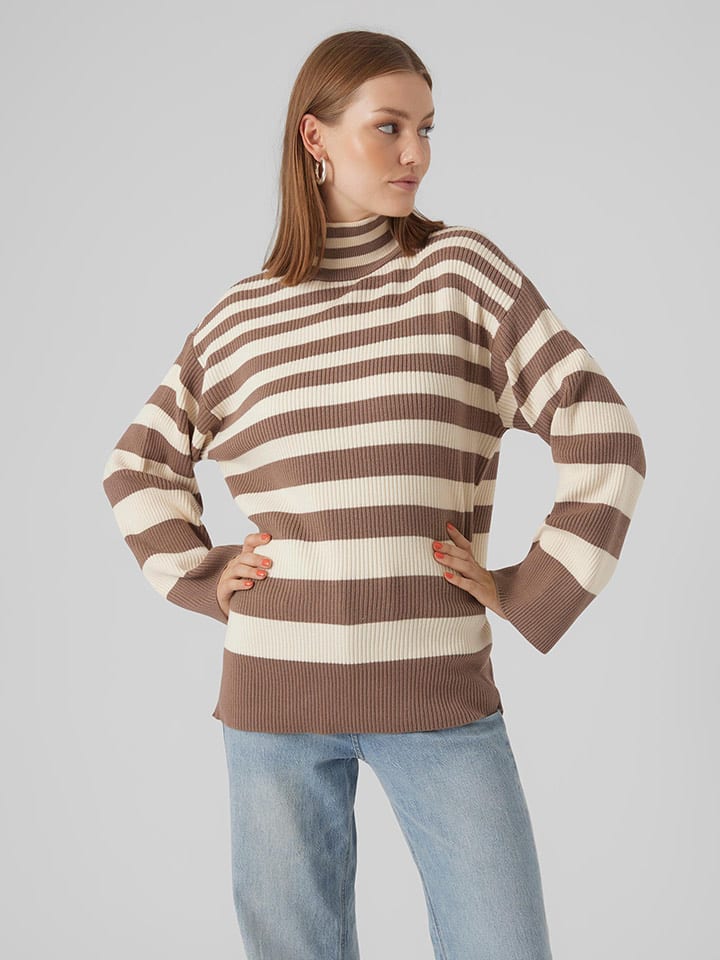 Vero Moda Golf w kolorze kremowo-jasnobrązowym rozmiar: XS