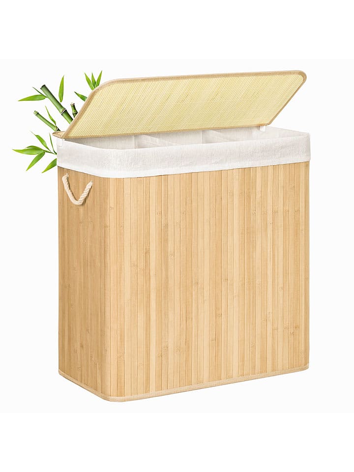 Songmics Kosz w kolorze jasnobrązowo-białym na pranie - 60 x 61 x 40 cm rozmiar: onesize