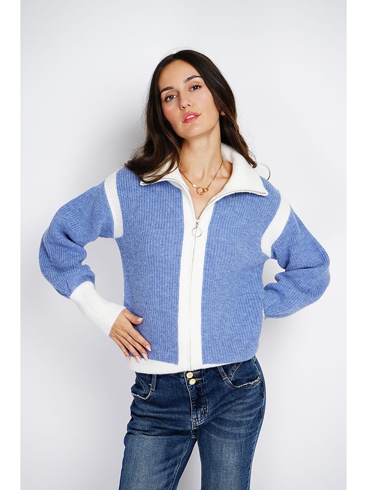 ASSUILI Kardigan w kolorze niebiesko-białym rozmiar: 34