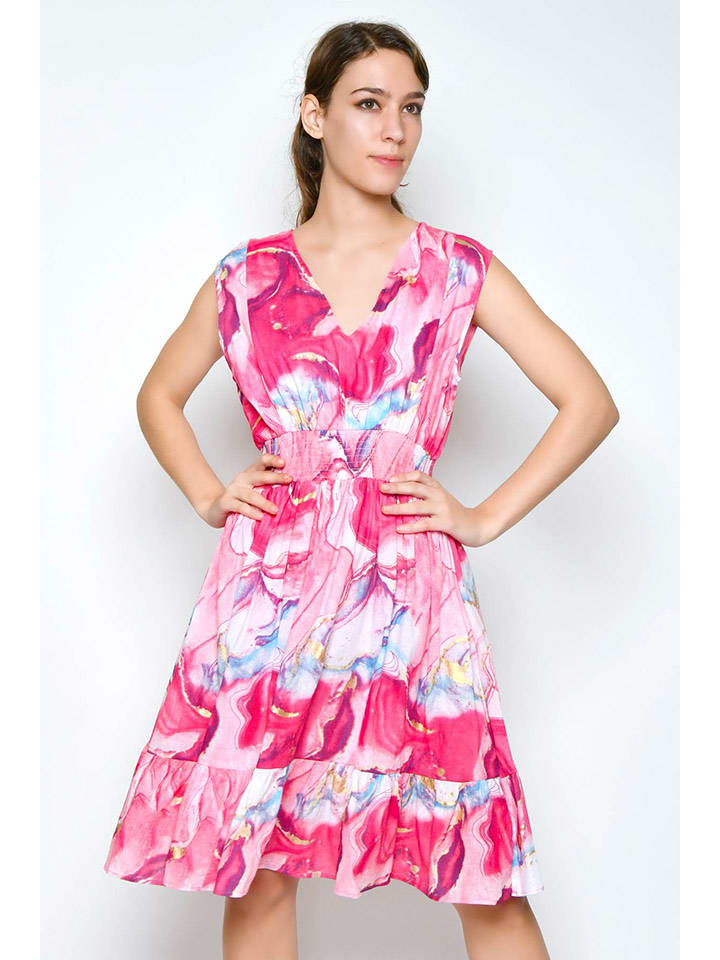 H.H.G. Sukienka w kolorze jasnoróżowo-różowo-błękitnym rozmiar: S