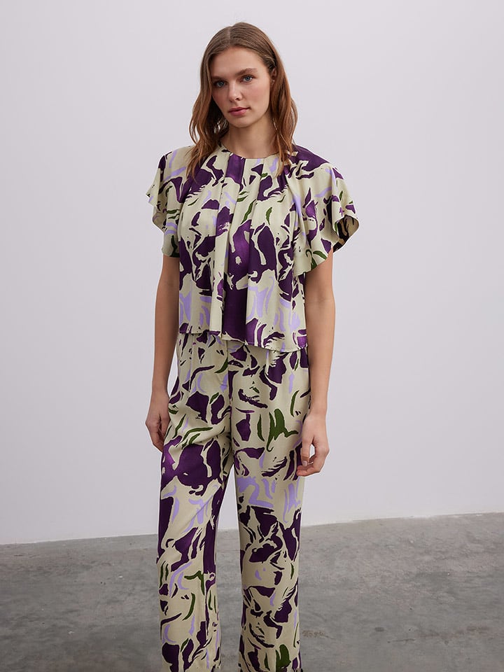 BGN Bluzka w kolorze fioletowo-kremowym rozmiar: 40