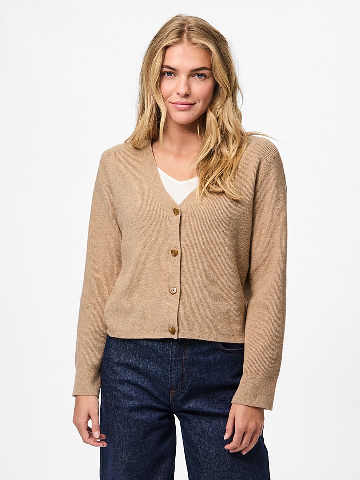 Pieces Kardigan "Pcora" w kolorze jasnobrązowym rozmiar: L