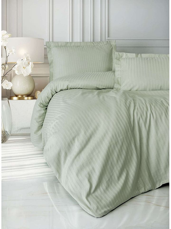 Elizabed Komplet pościeli satynowej w kolorze jasnozielonym rozmiar: 200x200 cm